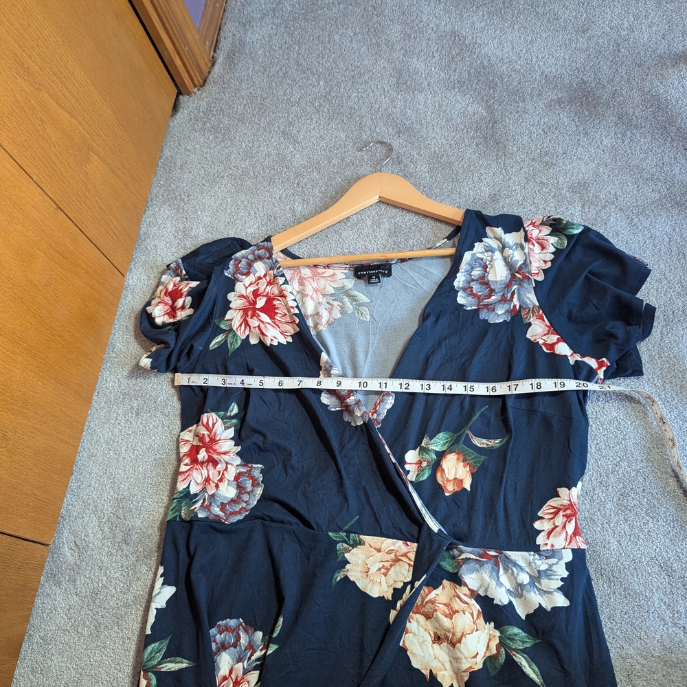 Chic Floral High-Low Dress - Navy and Peach - Picture 5 of 8